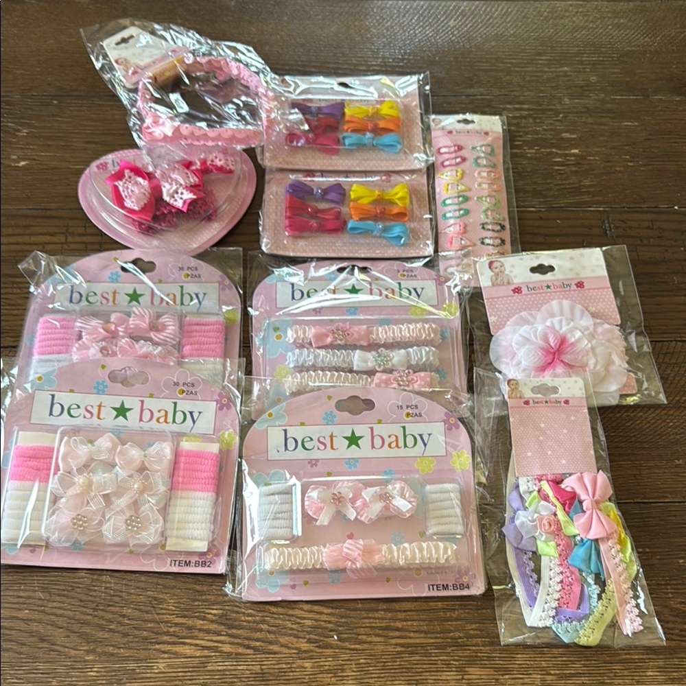 2/$10 Pink and White Hair Accessories Set 11 sets